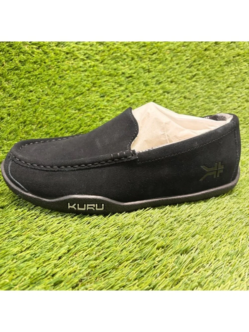 Kuru Loft Mens Size 9 Triple Black Casual Walking Suede Moccasin Slippers Shoes
